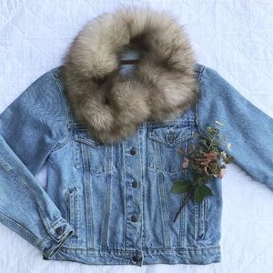 1990s Anne Klein Denim Jacket with 50's Fur Collar